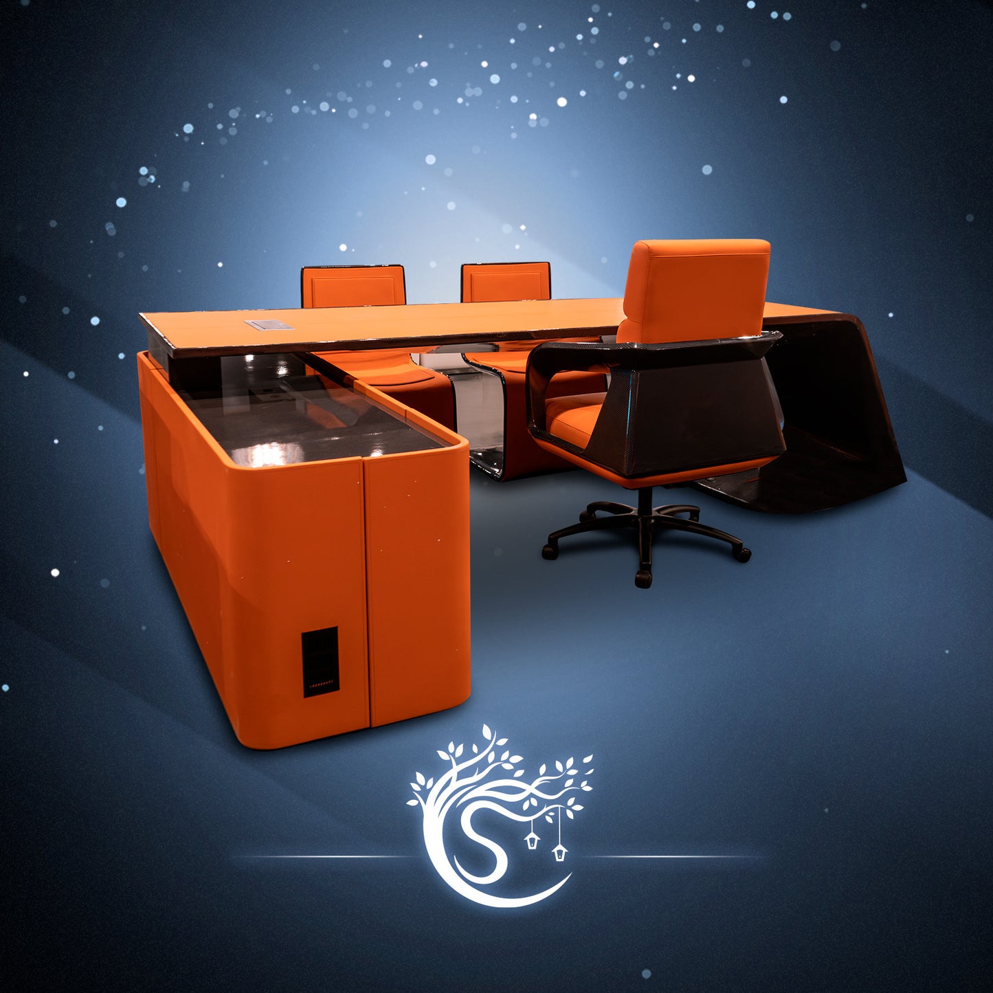 Carbon Fiber Desk & Matching Chairs